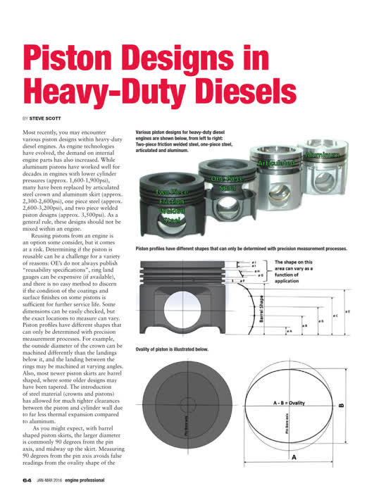 Piston Designs in Heavy-Duty Diesels